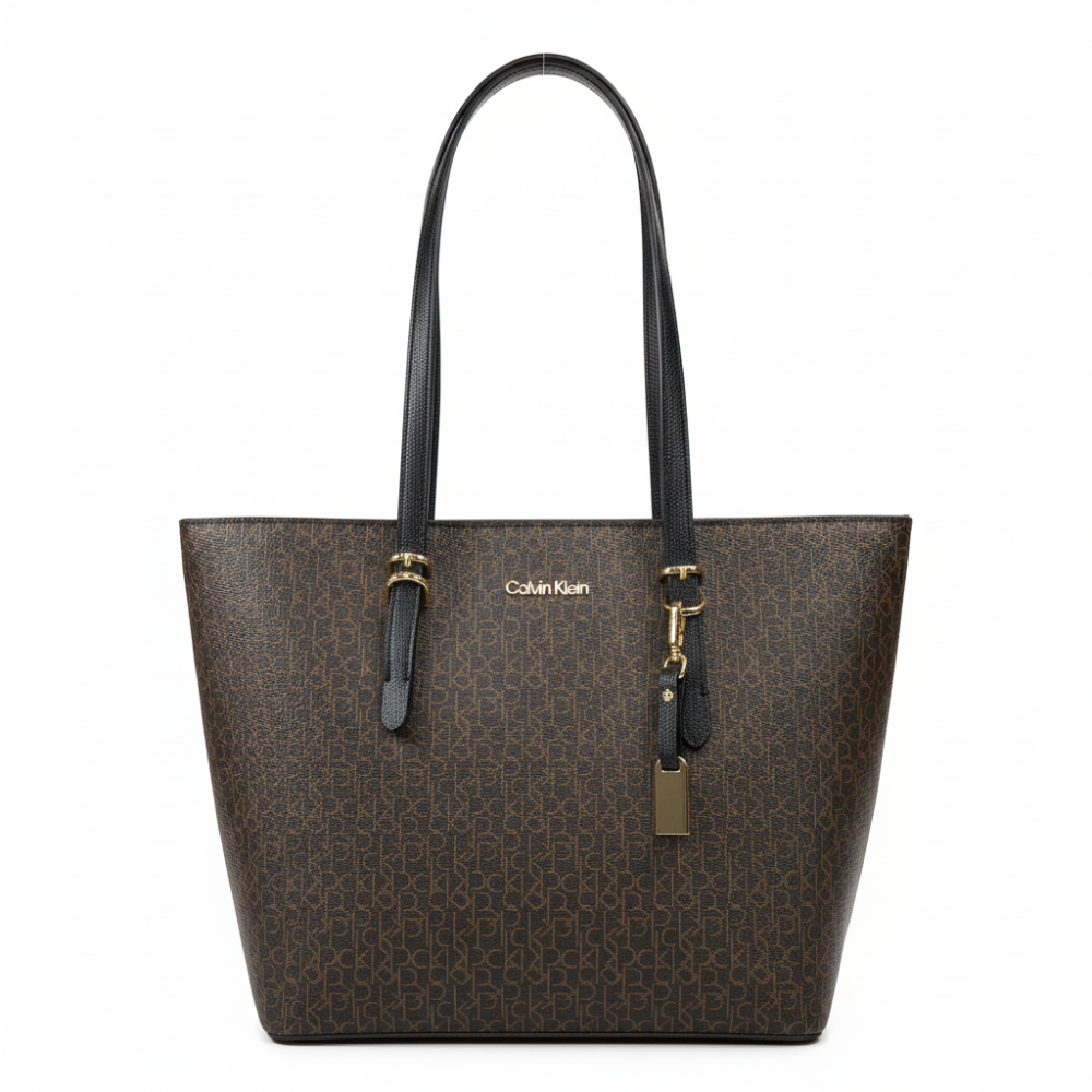 Calvin Klein Cartera Tote Bag Monogram Light Brown