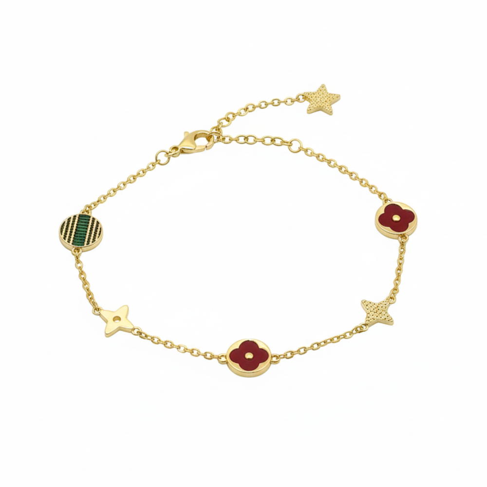 Parker & Grey Pulsera Gold Plated Red