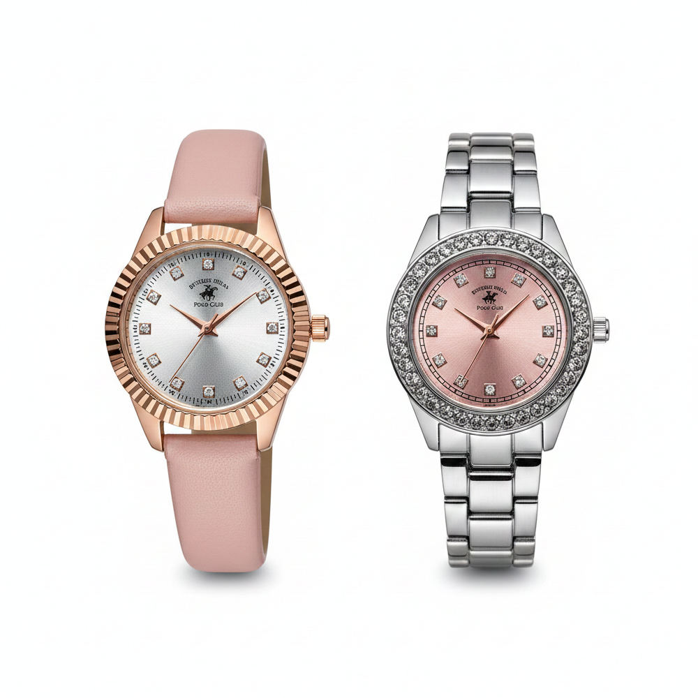 Beverly Hills Polo Club Duo Reloj Para Damas Pink & Silver