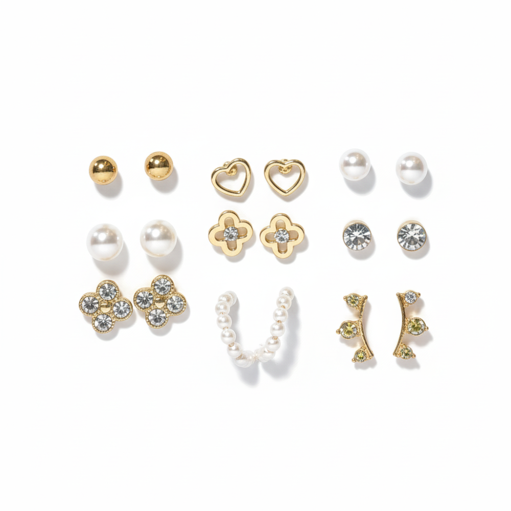 Nicole Miller Set De 9 Pares Zarcillos