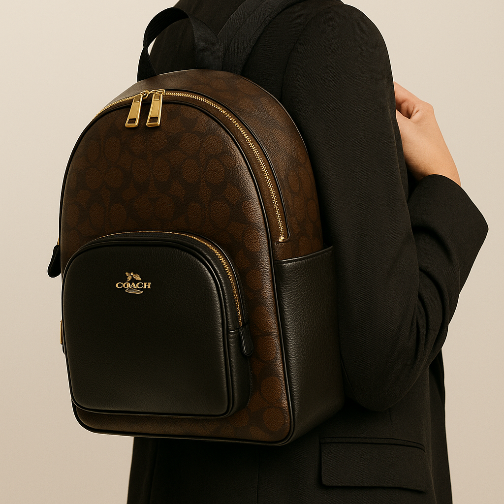 Coach Bolso Court Backpack In Signature Canvas Marrón