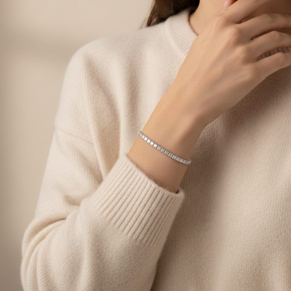 Minddha Pulsera Plated Zirconia 18K White