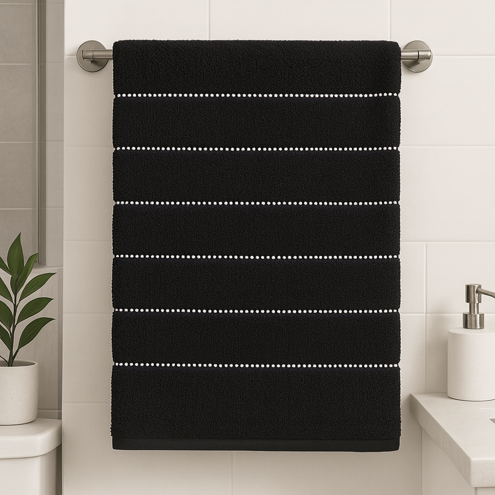 Toalla Tommy Hilfiger Park Stripe Black 76cm x 142cm