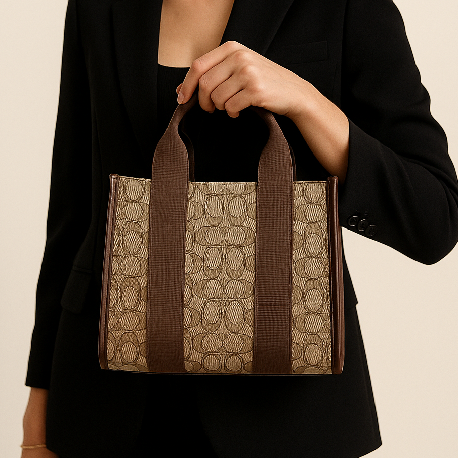 Coach Cartera Tote Smith 24 In Signature Jacquard OAK Maple