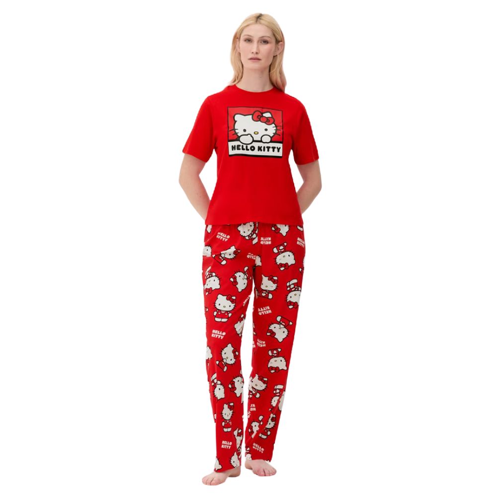 Hello Kitty Tee & Leg Pijama Set Conjunto Rojo