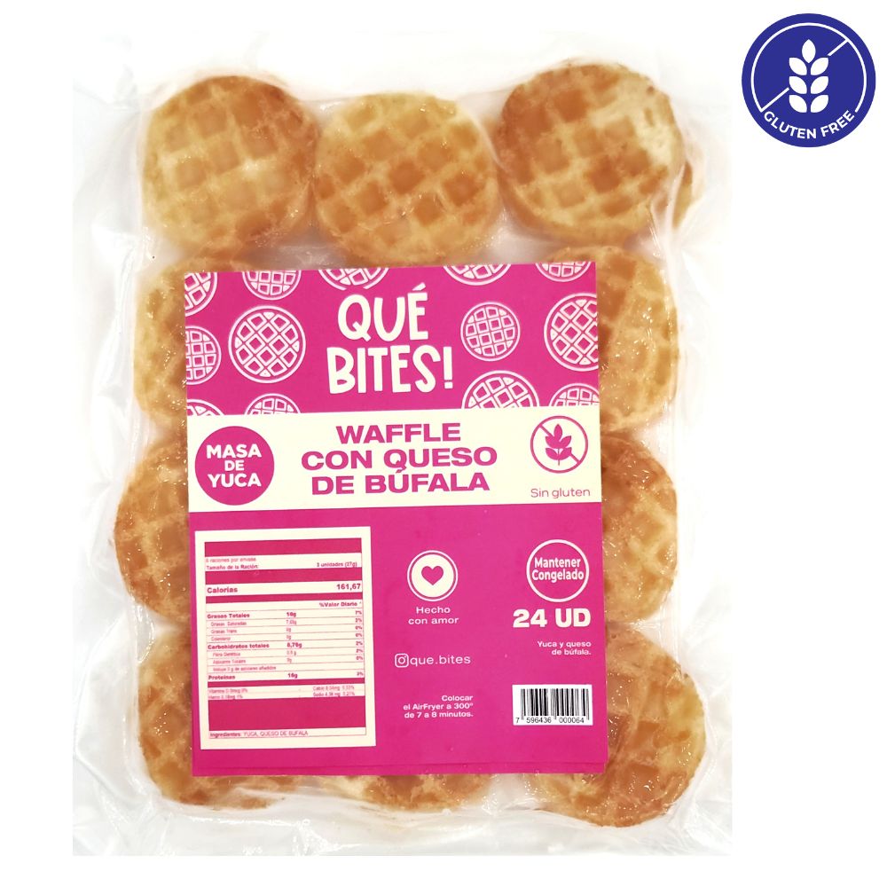 Que Bites Waffle Con Queso de Bufala 24 Und