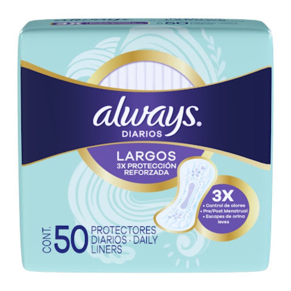 Toallas Sanitarias Always Protectores Diarios Largos 50 Und