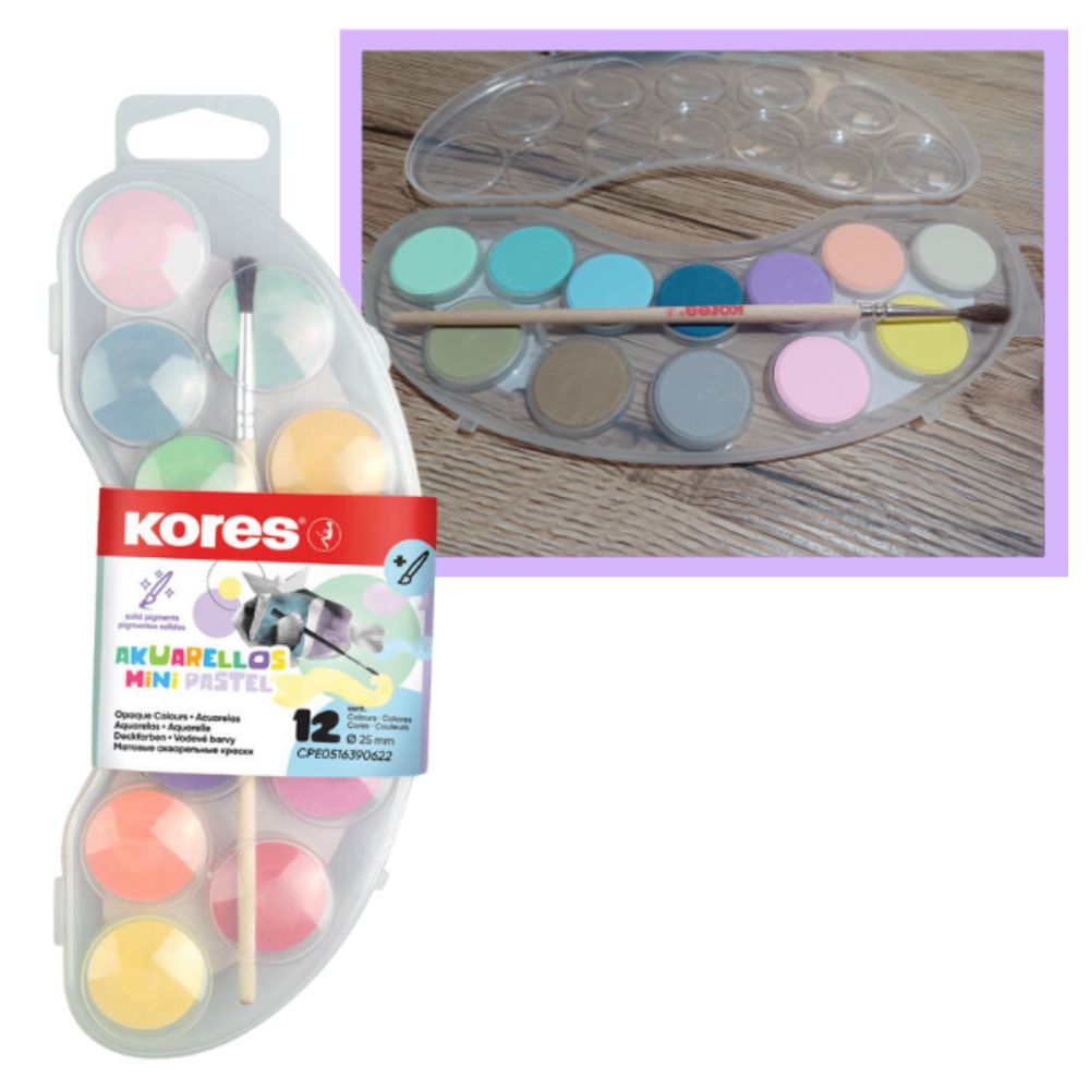 Kores Akuarellos Mini Pastel + Pincel 12 colores