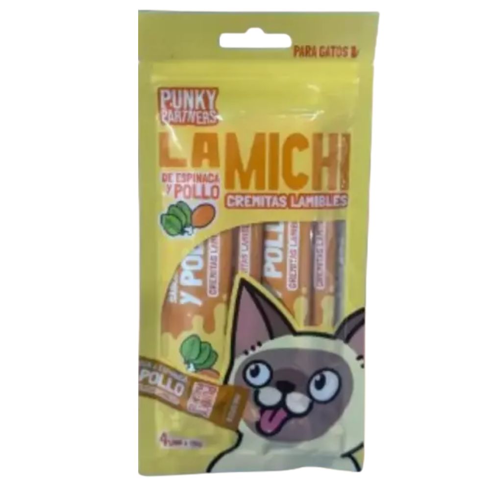 La Michi Snack Lamible para Gatos Aprobado por Punky Espinaca y Pollo