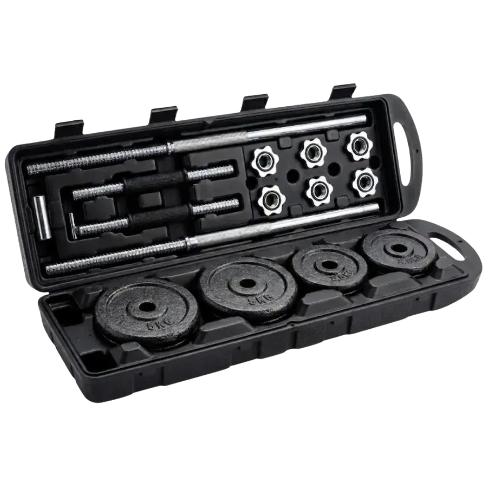 K6 Set de Mancuernas Barra Larga 50 Kg en Maleta Plastica
