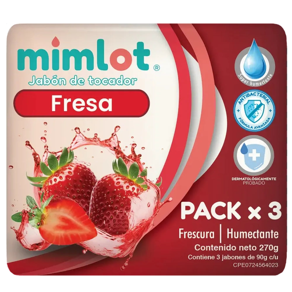 Mimlot Jabon de Tocador Fresa 3 Pack 270gr