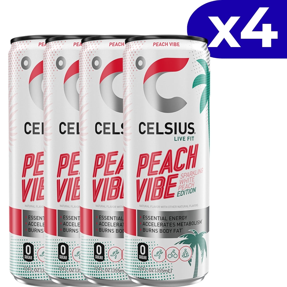 Celsius Life Fit Peach Vibe White Edition 4 Und x 355ml