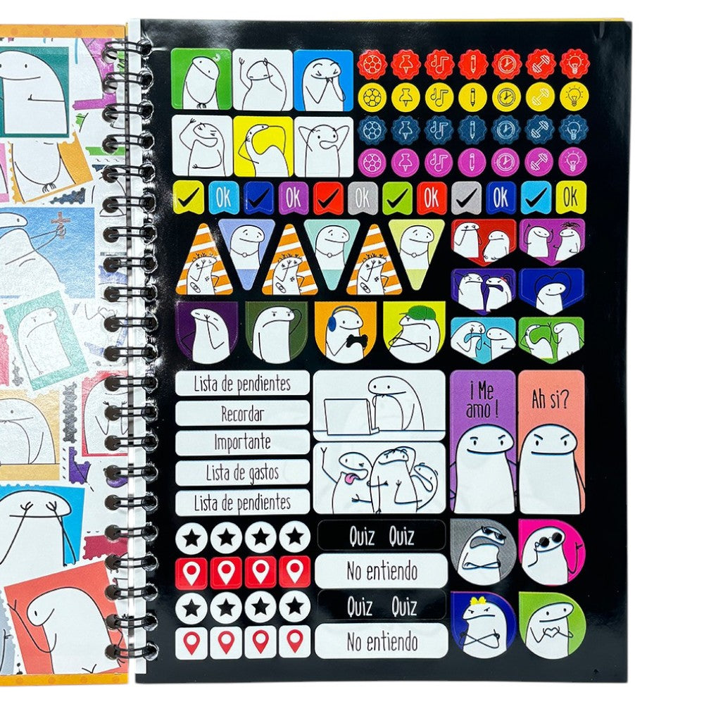 Norma Cuaderno Argollado Memes 4 Materias 100 Hojas Con stickers Diseños Surtidos