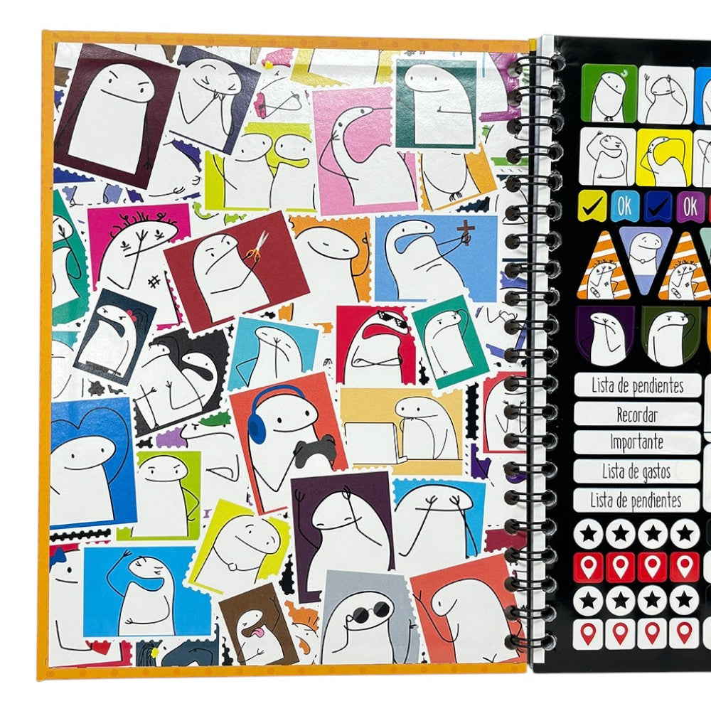 Norma Cuaderno Argollado Memes 4 Materias 100 Hojas Con stickers Diseños Surtidos