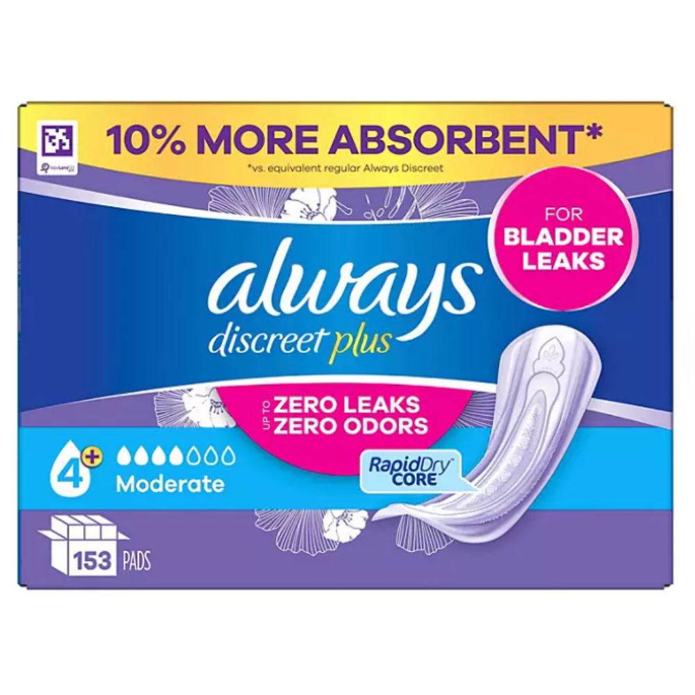 Always 153 Toallas Discreet Plus Pads For Bladder Leaks Moderate 153 pads