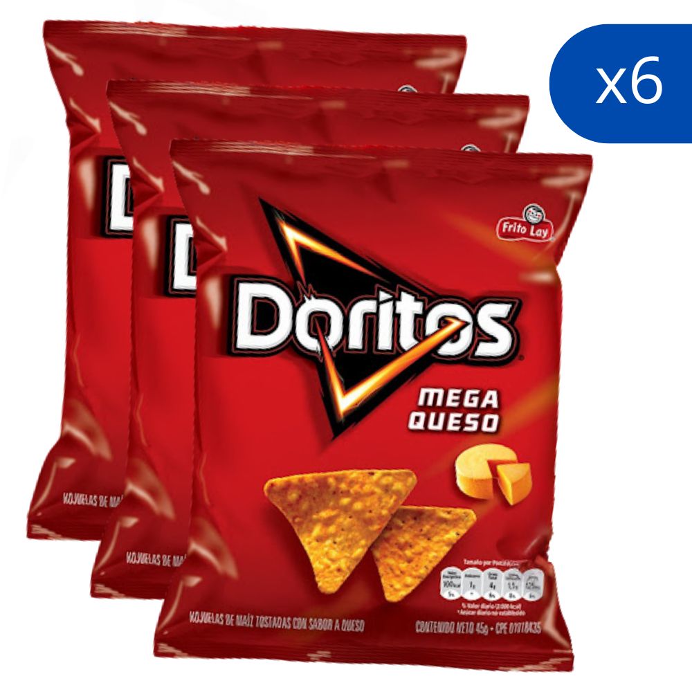Doritos Pack de 6 Unidades Mega Queso 45g