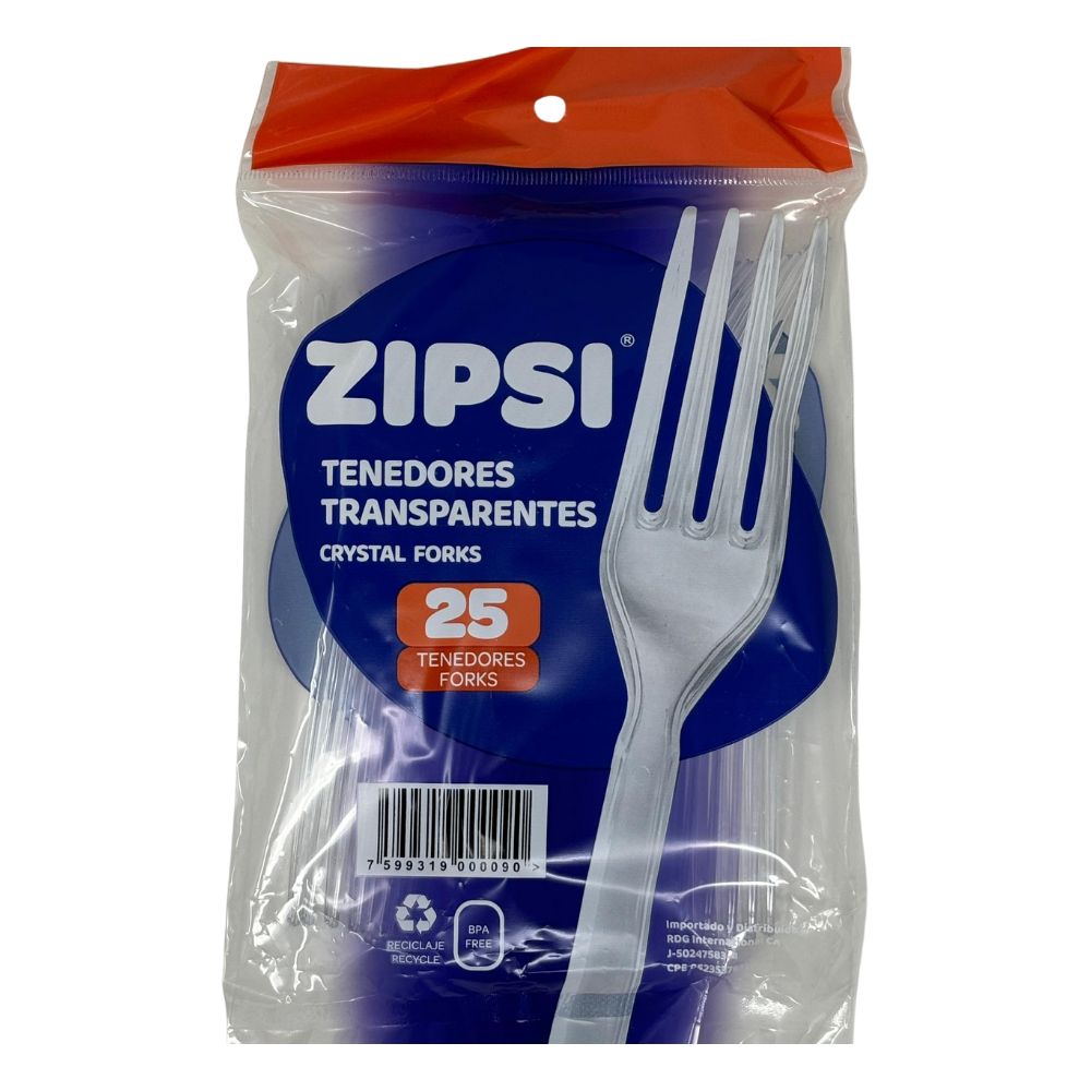 Tenedores Transparentes Zipsi 25 Und