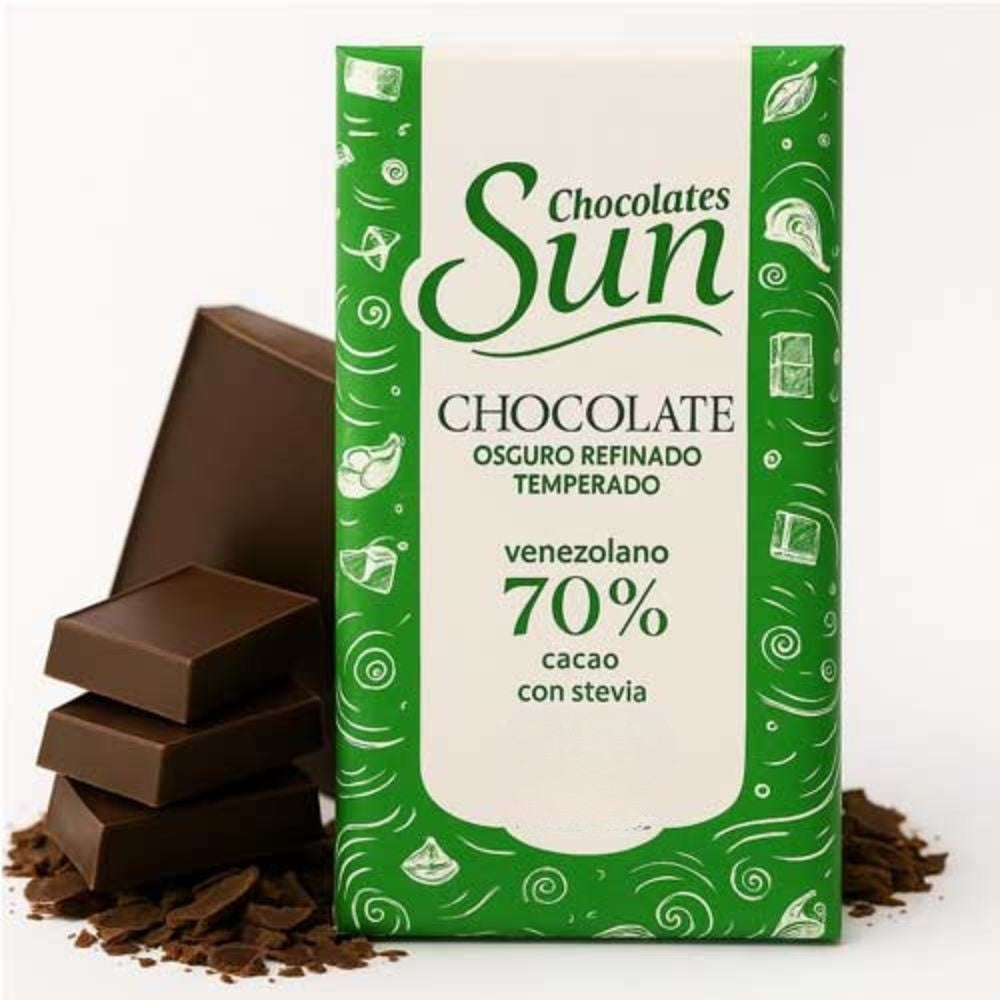 Chocolate Sun Oscuro con 70% Cacao con Stevia 50gr