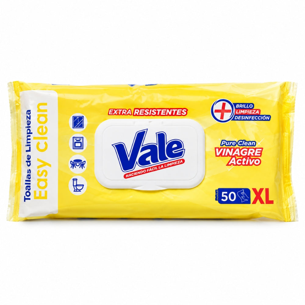 Vale Toallitas Desinfectantes Pure Clean Vinagre Activo 50 unidades