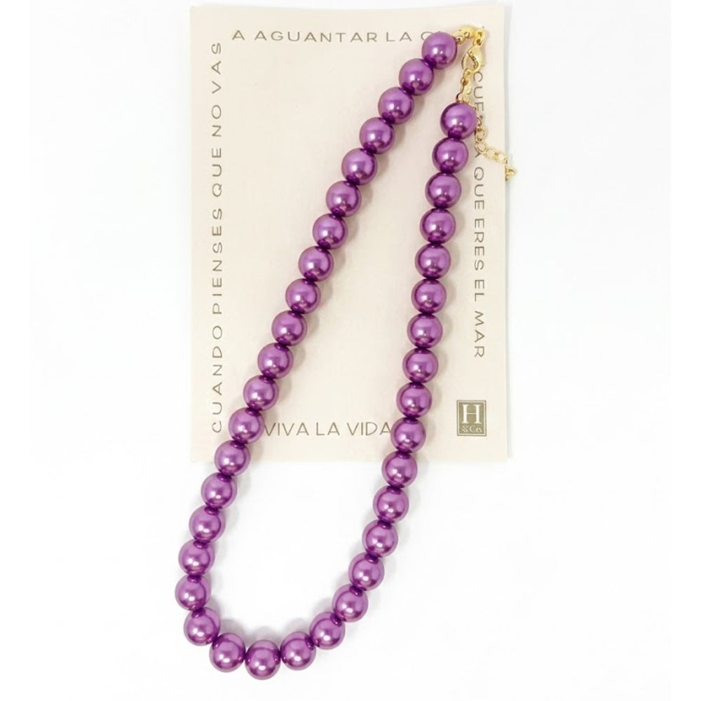 H&Co Collar Perla de Vidrio Purple