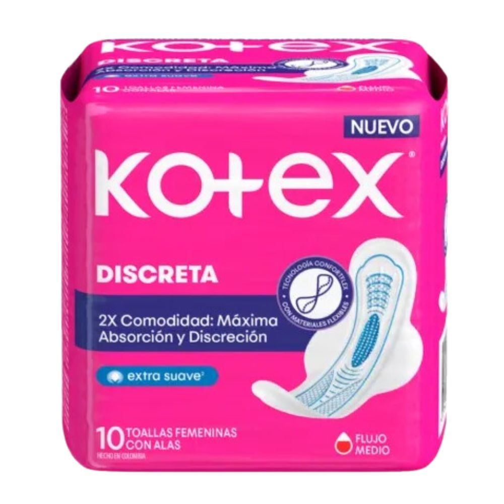Kotex Toallas Sanitarias Discreta Ultra Fina 10und