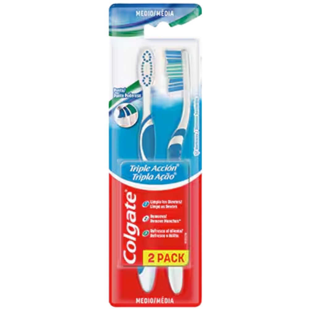 Cepillo de Dientes Colgate 2 Und Triple Accion Medium Colores Varios