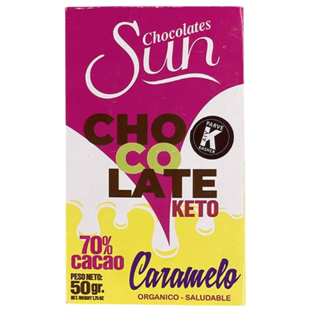 Chocolate Sun Barras Keto Caramelo 70% Cacao 50gr