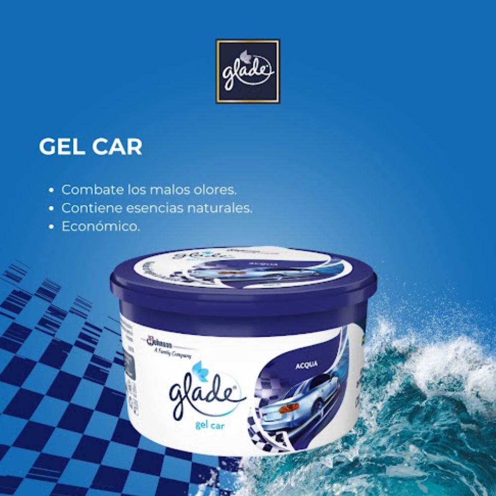 Glade Gel Car Acqua Ambientador De Carro 70gr