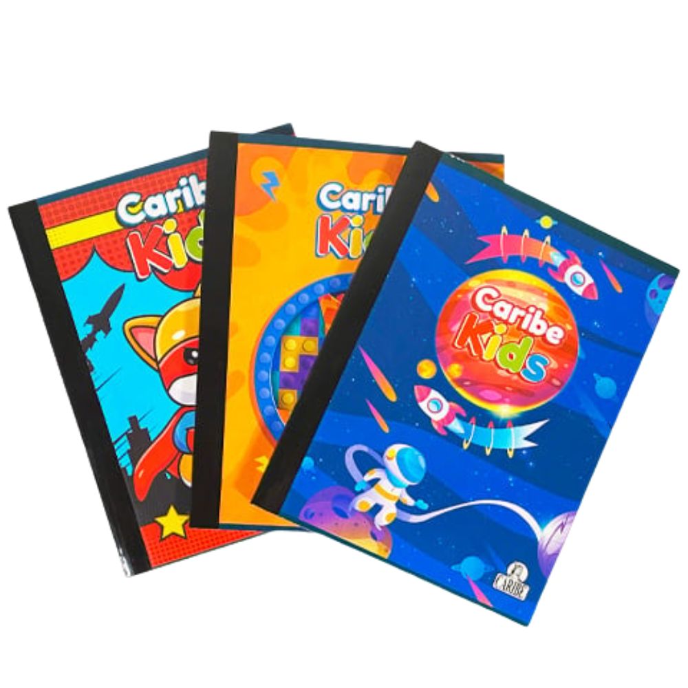 Cuaderno Empastado Doble Linea Caribe Kids Modelos Surtidos 100 Hojas