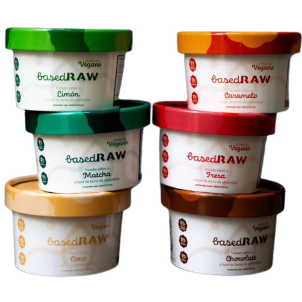 Helado Vegano de Caramelo BasedRaw a Base de Leche de Almendras 130ml