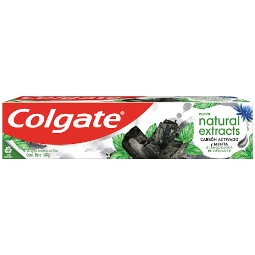 Crema Dental Colgate Natural Extract Carbon Activado y Menta 140gr