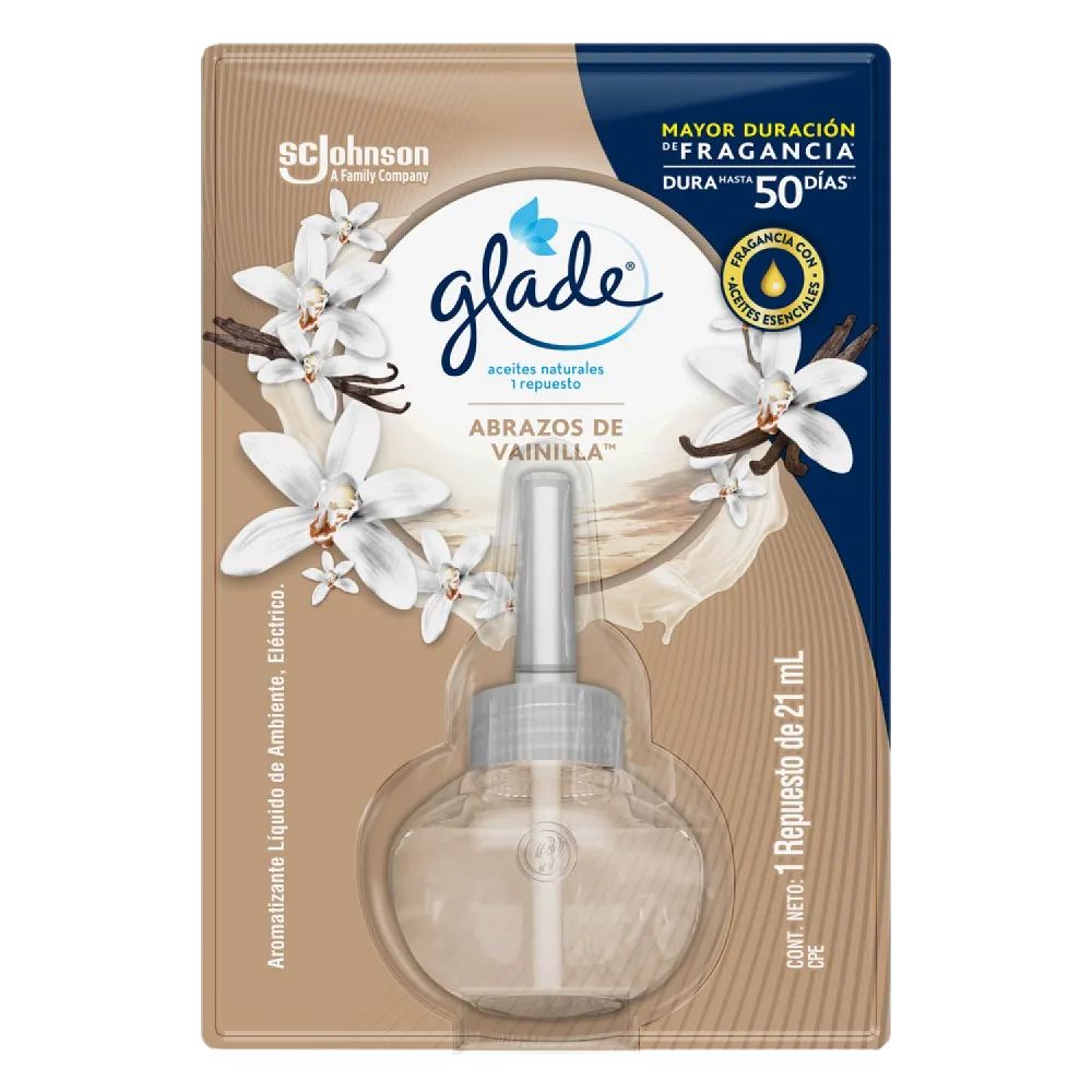 Glade Ambientador Aceites Naturales Abrazos de Vainilla 21ml