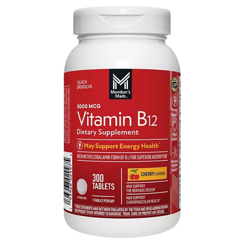 Vitamina B12 Dietary Supplement Member's Mark 300 tablets Cherry Flavored