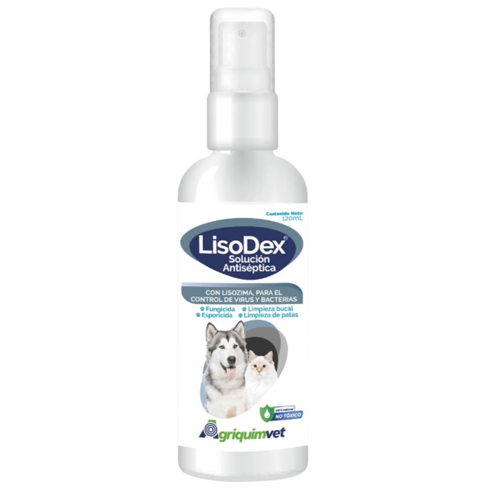 LisoDex Solucion Antiseptica con Lizsozima para el control de Virus y Bacterias Fungicida 120ml