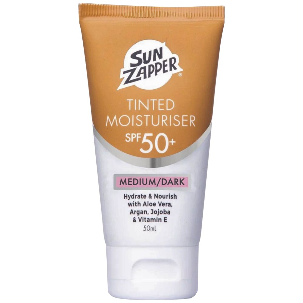 Protector Solar Sun Zapper Tinted Moisturiser SPF50+ Medium/Dark 50ml