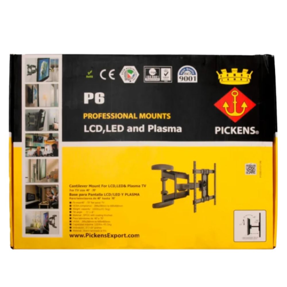 Pickens Base Articulada para TV de 40" a 85" Con Inclinación Modelo Slim
