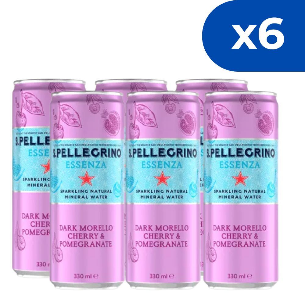 Agua Sparkling San Pellegrino Essenza Dark Morello Cherry & Pomegranate 330ml 6 Und