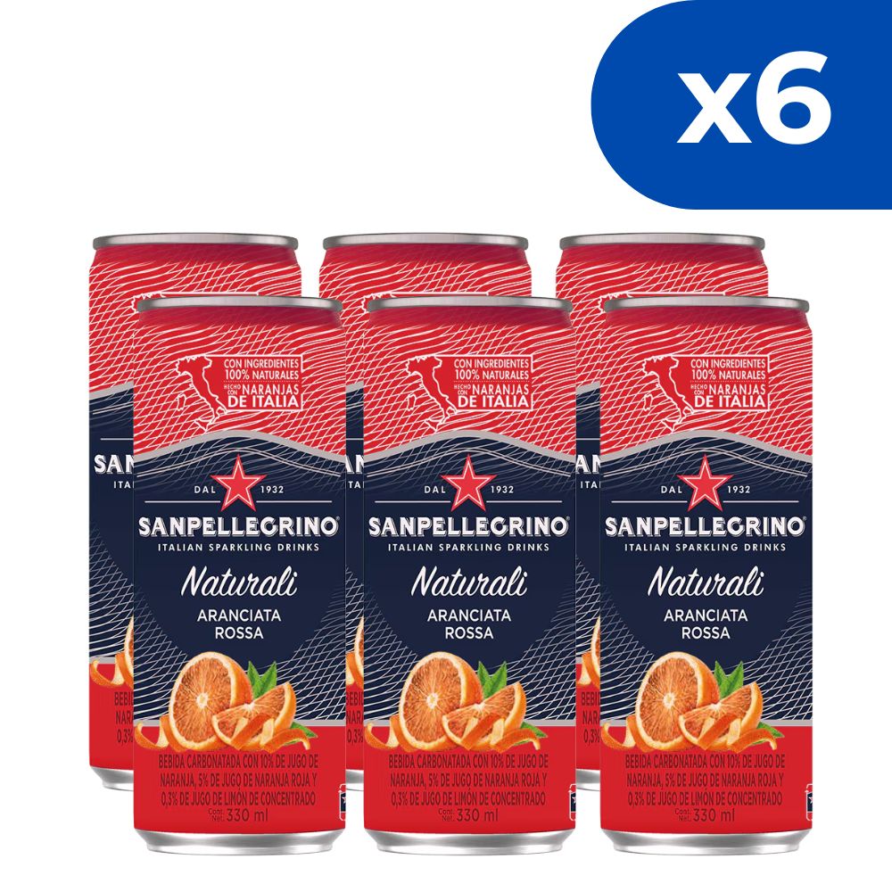 Agua Sparkling San Pellegrino Aranciata Rossa 330ml 6 Und