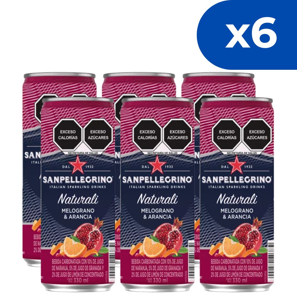 Agua Sparkling San Pellegrino Melograno & Arancia 330ml 6 Und