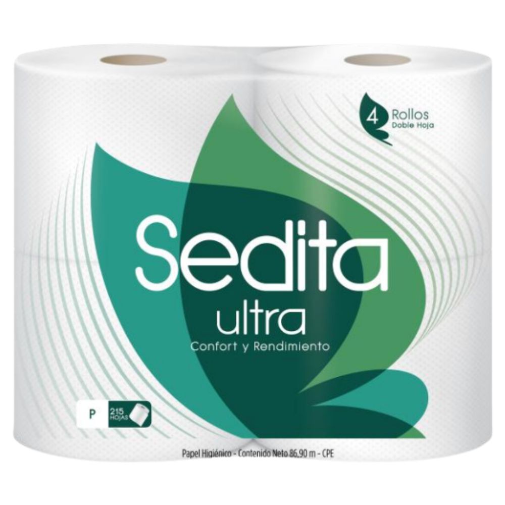 Papel de Baño Sedita Ultra Confort y Rendimiento 4 Rollos de 215 Hojas