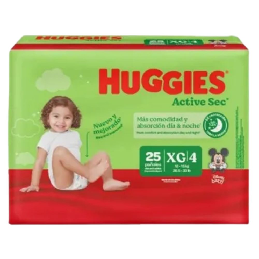 Pañales Huggies Active Sec Talla XG 25und