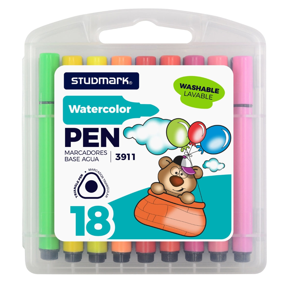 Studmark Marcador Triangular Base Agua 18 Colores