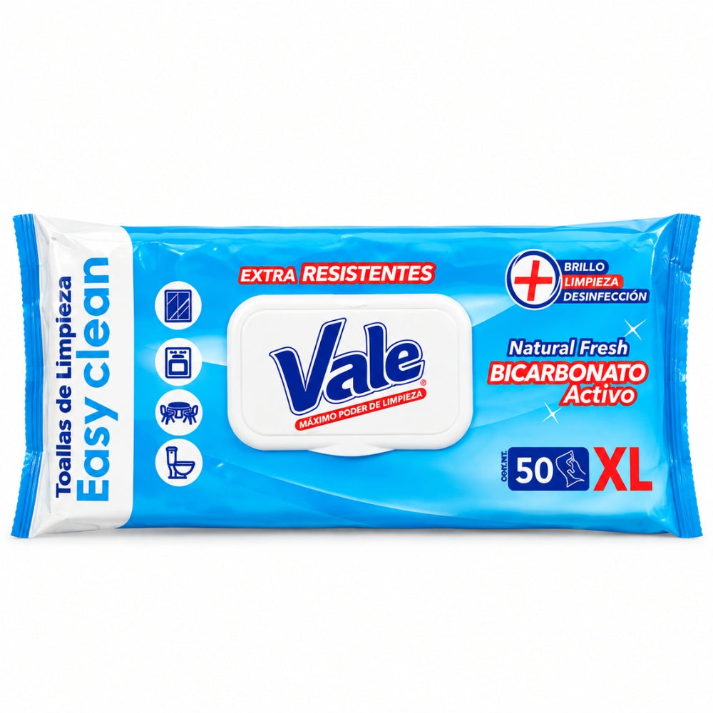 Vale Toallitas Desinfectantes Natural Fresh Bicarbonato Activo 50 unidades