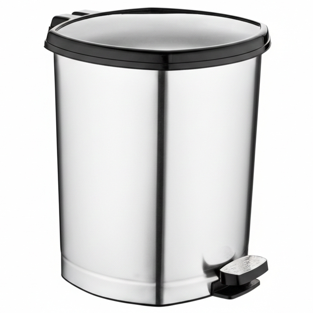 Alfa Hogar Papelera Pedal Bin Plástica Look Metal 11Lt