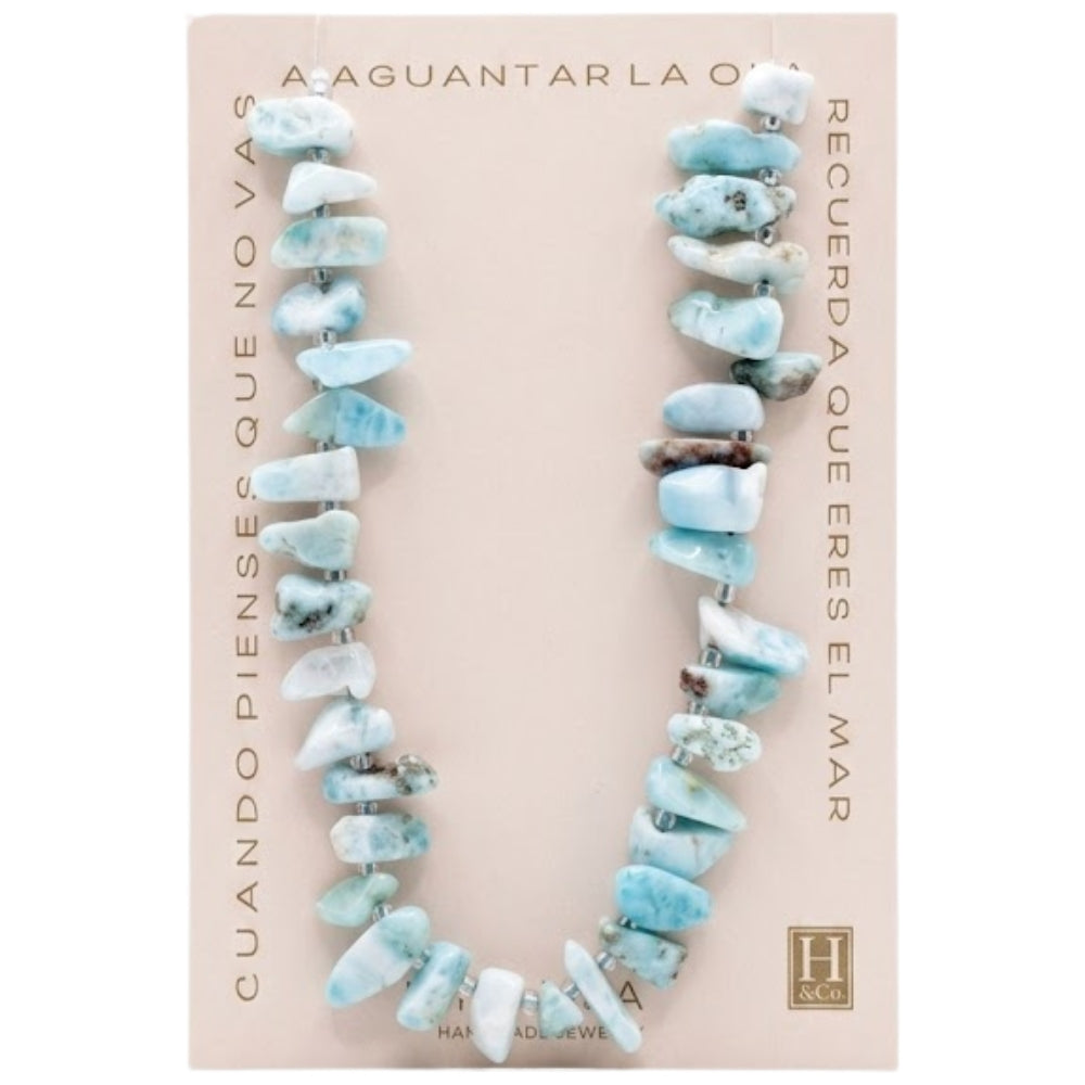 H&Co Collar Chispa Agata y Cuarzo Light Blue