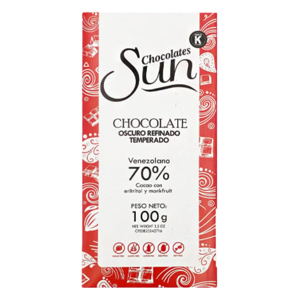 Chocolate Sun Oscuro con Eritritol y Monkfruit 100gr
