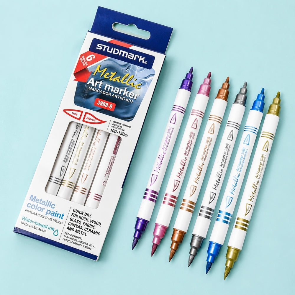Studmark Marcadores Artísticos Doble Punta Colores Metalicos 6 Colores