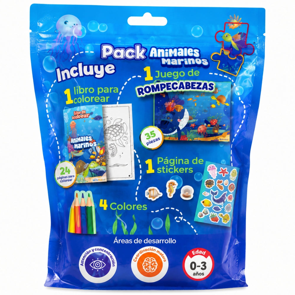Sicoben Pack Diversion en Piezas Y Color Animales Marinos 3+