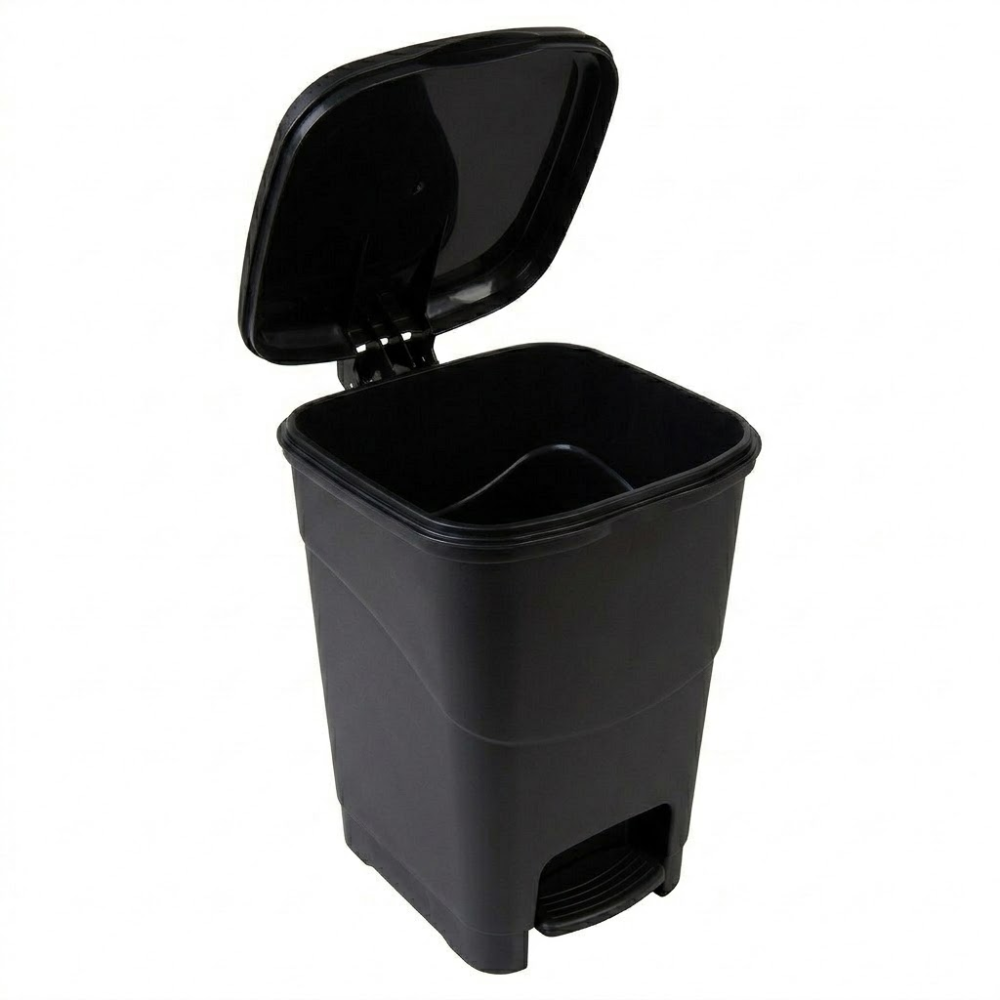 Alfa Hogar Papelera Pedal Bin Cuadrada Color Negro 9Lt.