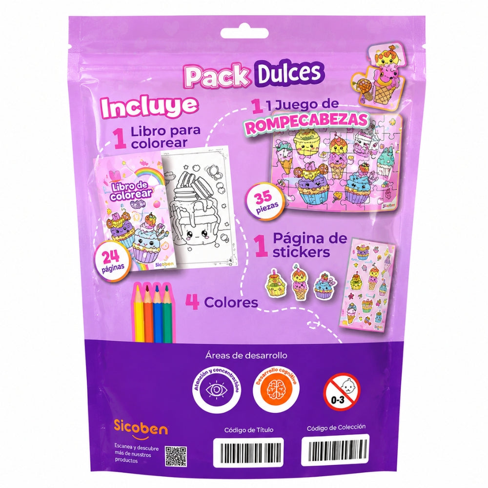 Sicoben Pack Diversion en Piezas Y Color Dulces 3+